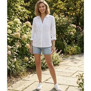 Classic White Linen Button-Down Shirt - Women